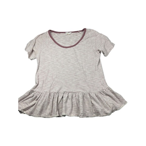 Lucky Brand Women Gray Short Sleeve Top S striped - Picture 1 of 5